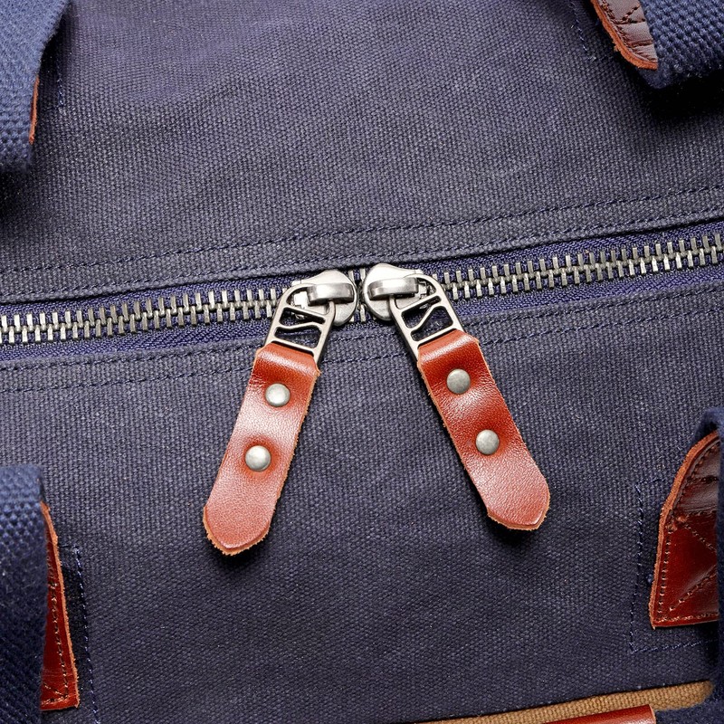 TSD Brand Stone Creek Waxed Canvas Duffel Bag (Navy)