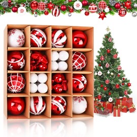 42 Pcs Christmas Ball Decorations,6cm Shatterproof Hanging Christmas Ball,Hanging Christmas Baubles Balls Ornaments for Christmas Tree,Wreath,Christmas Tree Decoration Set for Xmas Party(Red,White)
