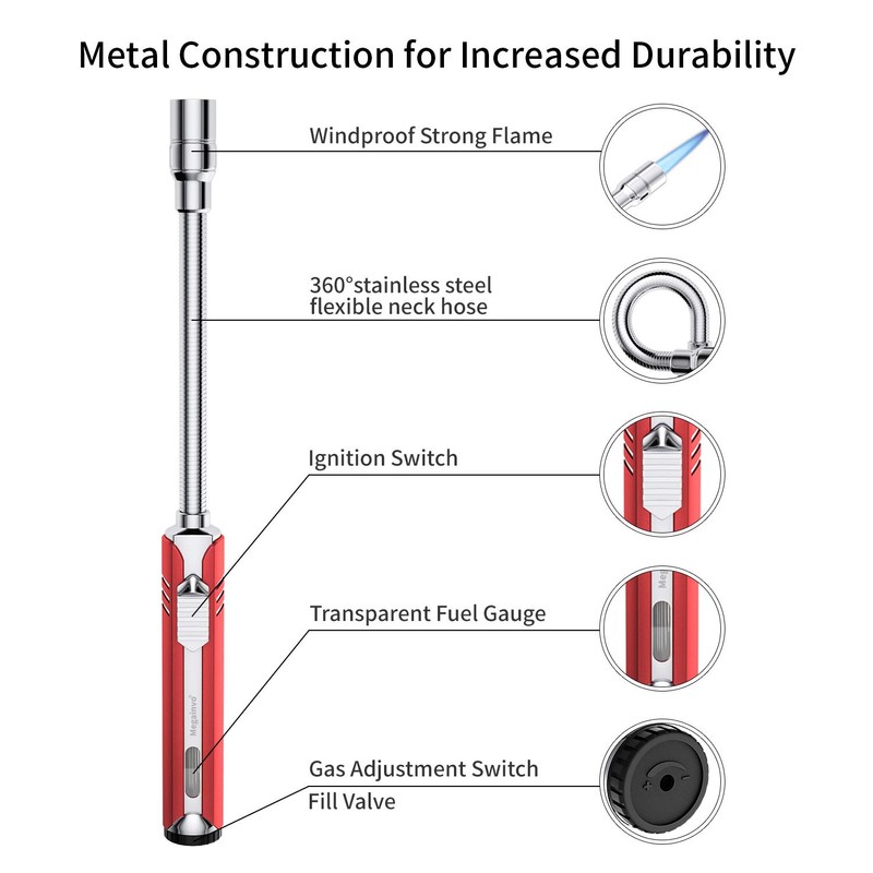Butane Lighter Torch Long Lighter Refillable Adjustable Jet Flame Lighter