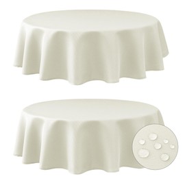 Fitable Ivory Round Tablecloth, 2 Pack - 60 inch in Diameter - Waterproof and Washable Stripe Texture Table Cloth, Fabric Table Cover for Parties Event Banquet Wedding
