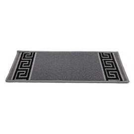 Stair Treads Skid Slip Resistant Backing Indoor Carpet Stair Treads Meander Greek Key Design 9 inch x 36 inch (Set of 7, Grey)