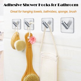 Adhesive Towel Hooks for Bathroom & Kitchen – Heavy-Duty Stainless Steel Storage for Shower & Home