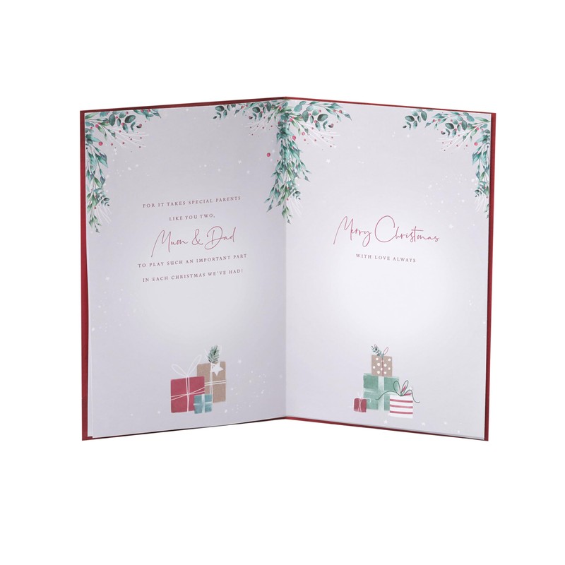 UK Greetings Christmas Card for Mum & Dad - Fireplace