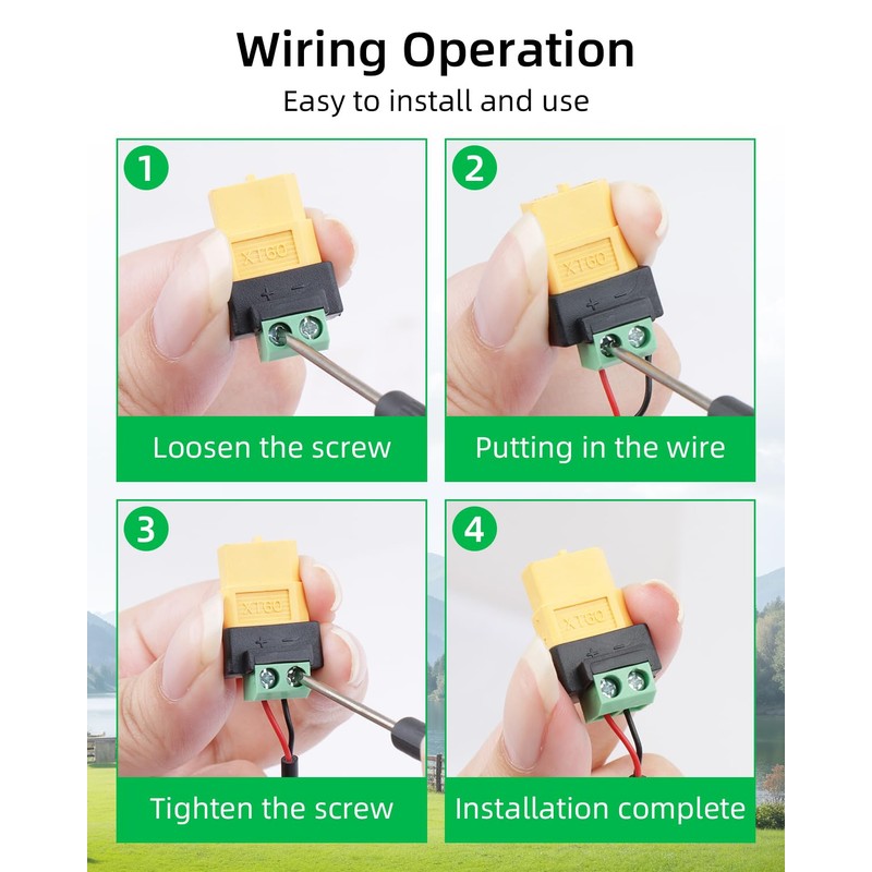 YANBORONSN XT60 Connectors Screw Terminal Adapter ,XT60 Female to 2PIN