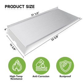 BCA006 Drip Pan Replacement for Traeger 34 Series,Eastwood 34,and Newer Tex,Tex Elite Pellet Smoker Grills,32.5" Heavy Duty Stainless Steel Drip Tray Heat Baffle for Traeger BBQ075, BBQ100, BBQ125