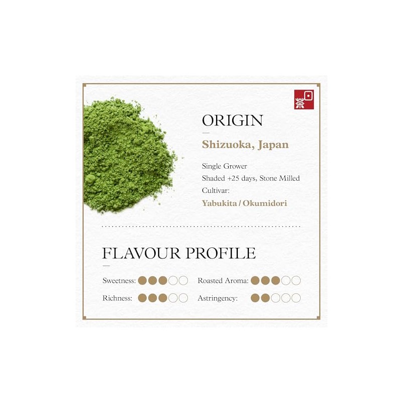 Shizuoka Organic Matcha - Ceremonial Grade Green Tea Powder, 100g