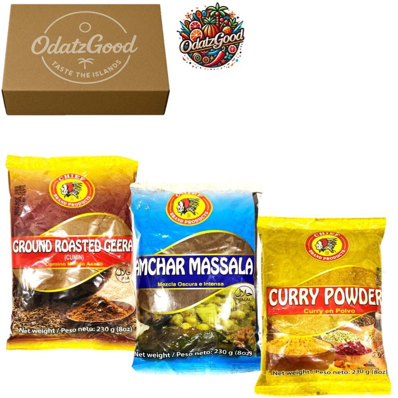 Chief Curry Powder, Amchar Massala, Ground Roasted Geera 8oz (230g)