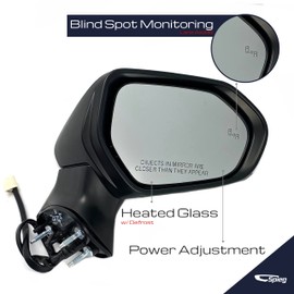 Spieg Passenger Side Mirror for 2018-2025 Toyota Camry Power Adjustment Heated Turn Signal Light Blind Spot Monitoring Painted White 7 Pins Right TO1321368