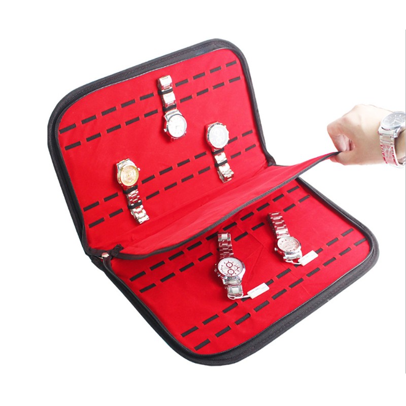 20 Slot PU Lint Watch Storage Box Organizer Zipper Collection