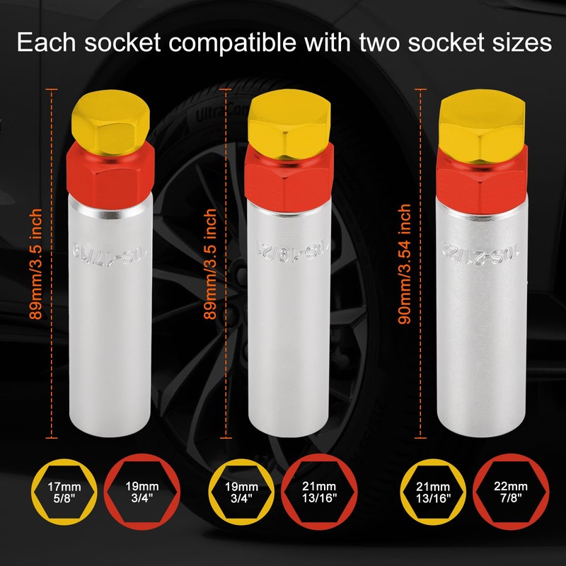 CASOMAN 3-Piece 10 Spline Lug Nut Key Set, Wheel Lock