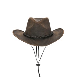 KANUT SPORTS Bruneau Brown Classic Western Cowboy Hat - Outback Heritage Style, Wide Brim, Sun Protection, Distressed Wash, Unisex (Brown, Medium)
