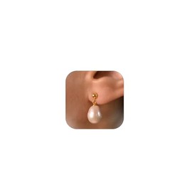 ALRNBY Pearl Earrings for Women Dainty Natural Pearl Pendant Earrings Gold Stud Freshwater Pearl Earring Jewelry Gift Trendy