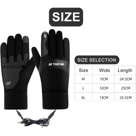 JEONDFG Heated Gloves, Winter Full Finger, USB Heated Gloves, Non-Slip, Waterproof Touchscreen Winter Gloves, Heated, for Men and Women, Climbing, Cycling