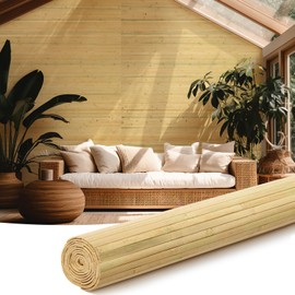 Juexica 1 Pcs Natural Bamboo Wall Panel for Interior Wall 4 x 8 ft Bamboo Covering Renewable Pole Wainscoting Room Divider Decoration for Bedroom Living Room Kitchen Island Office (Natural)