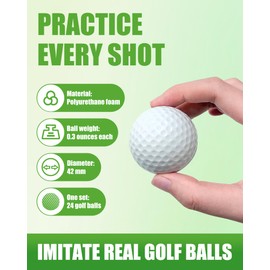 HHLZM 24 Pack Foam Golf Practice Balls,Practice Golf Balls for Backyard,Realistic Feel and Limited Flight Soft Golf Balls for Indoor or Outdoor Training,White