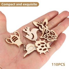 Pack of 110 Wooden Confetti Table Decorations, Wooden Discs with Animal Motifs, Decoration for Christmas, Birthday, Wedding and Other Occasions. Perfect for Crafts and Table Decorations.