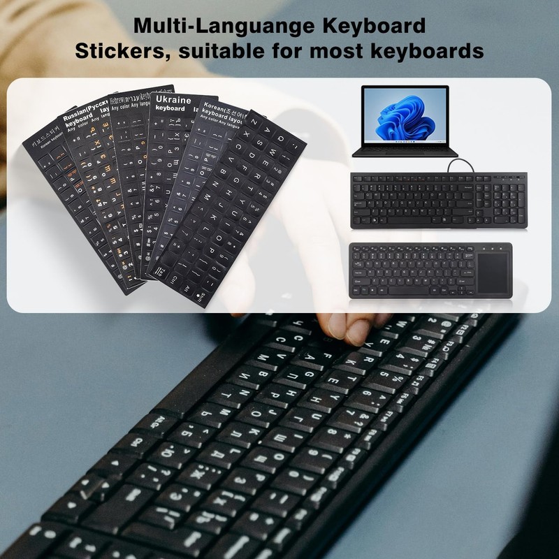 2PCS Russain Keyboard Stickers with Tweezer, Replacement Cyrillic Keyboard Letters