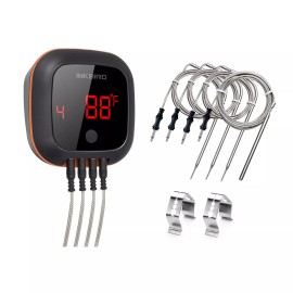 INKBIRD Rechargeable Bluetooth BBQ Thermometer Wireless Cooking Meat Sensor 2/4 Probe US - IBT-4XS With 4 Probes