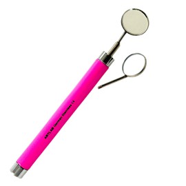 Dental Mouth Mirror Handle with LED Illumination & Mirror Head #4 + #5 - Anti-Fog, Teeth Inspection, Dental Oral Care Examination Tool Colored Handle (Pink)