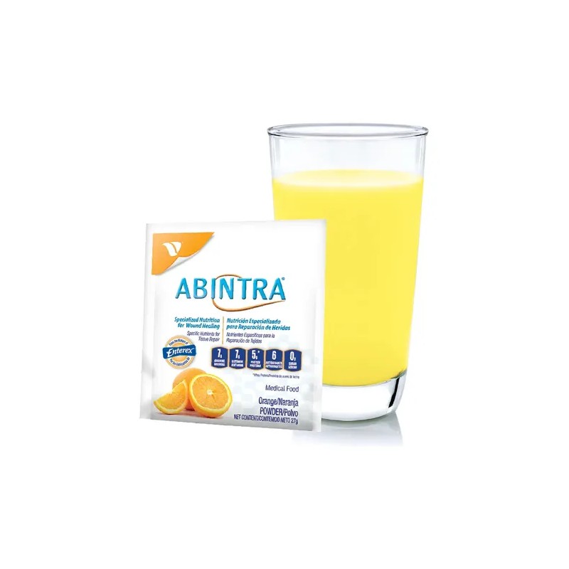Suplemento Nutricional Abintra L-Glutamina Naranja Sin Gluten Sobre de 27g