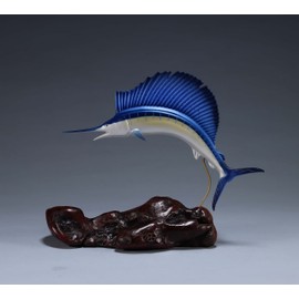 Sailfish Sculpture by John Perry Airbrushed Statue 10in Long