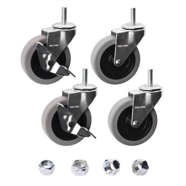 DELIVeR 3 Inch, Locking Swivel Caster Wheels, Set of 4,Heavy