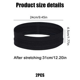 2 Pcs Sweat Bands Headband Men Women,Sport Head Band Headbands for Women's Hair,Non Slip Exercise Headbands Black Headband for Yoga Golf Gym Camping Running Sweat Bands(Black)