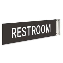 Sigo Signs, Restroom Projecting Sign, Double Sided, 2x10 Inches, ACM, with Brushed Nickel Satin Silver Accessory, Made in USA