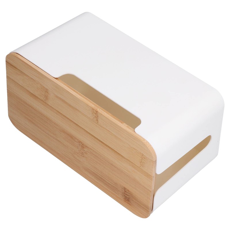 Small Cable Management Box with Wooden Lid TV Wires Routers