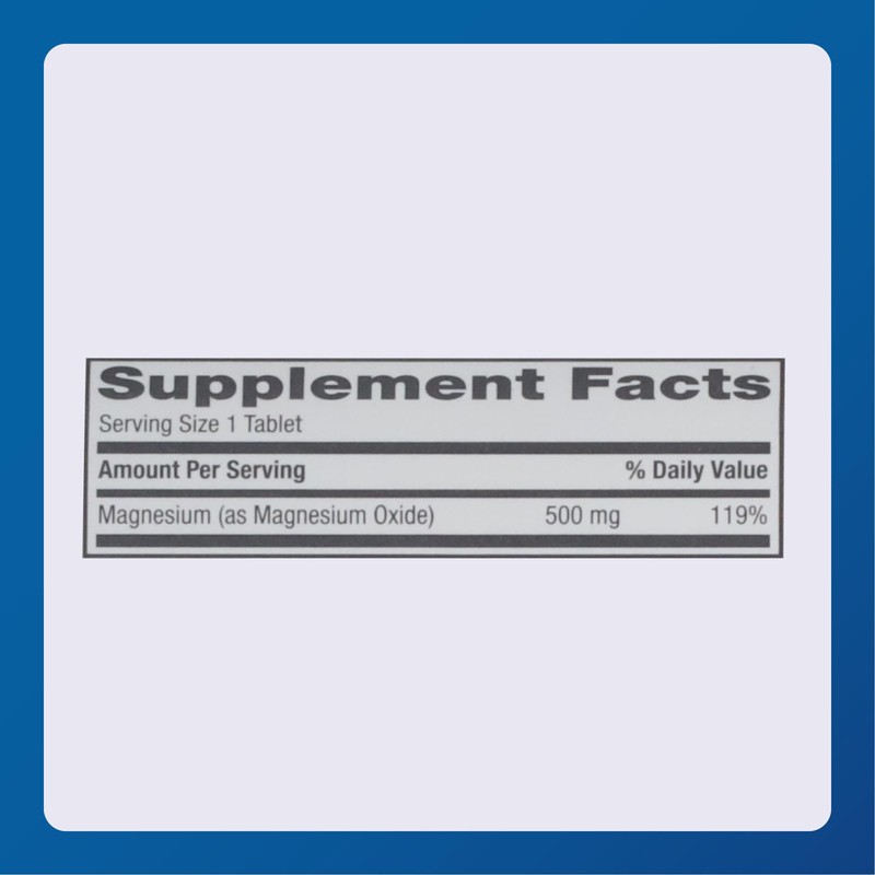 Major Magnesium 500mg - Magnesium Oxide Tablets - Dietary Supplement