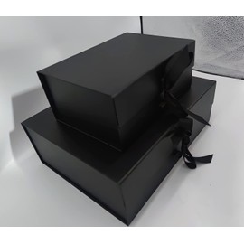 Black Gift Box, 33x26x11cm Large Gift Box with Magnetic Lids and Silk Ribbon Specially Designed for Valentines Day Presents Birthdays, Holidays, Anniversaries Gift Packaging