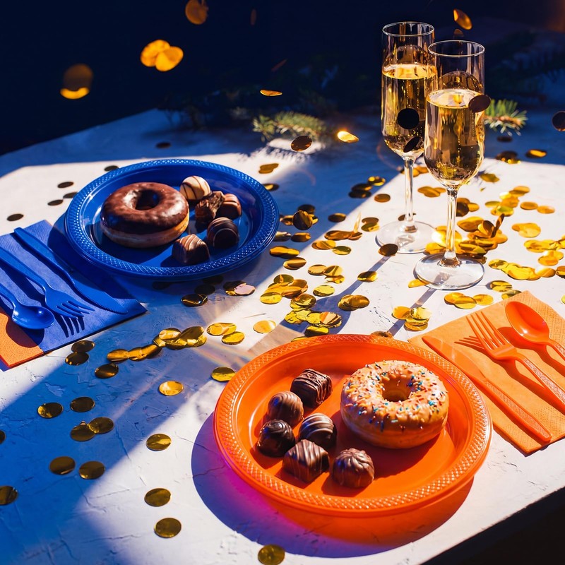 Uiifan 144 Pcs Plastic Plates for Party Set 9" Dinner