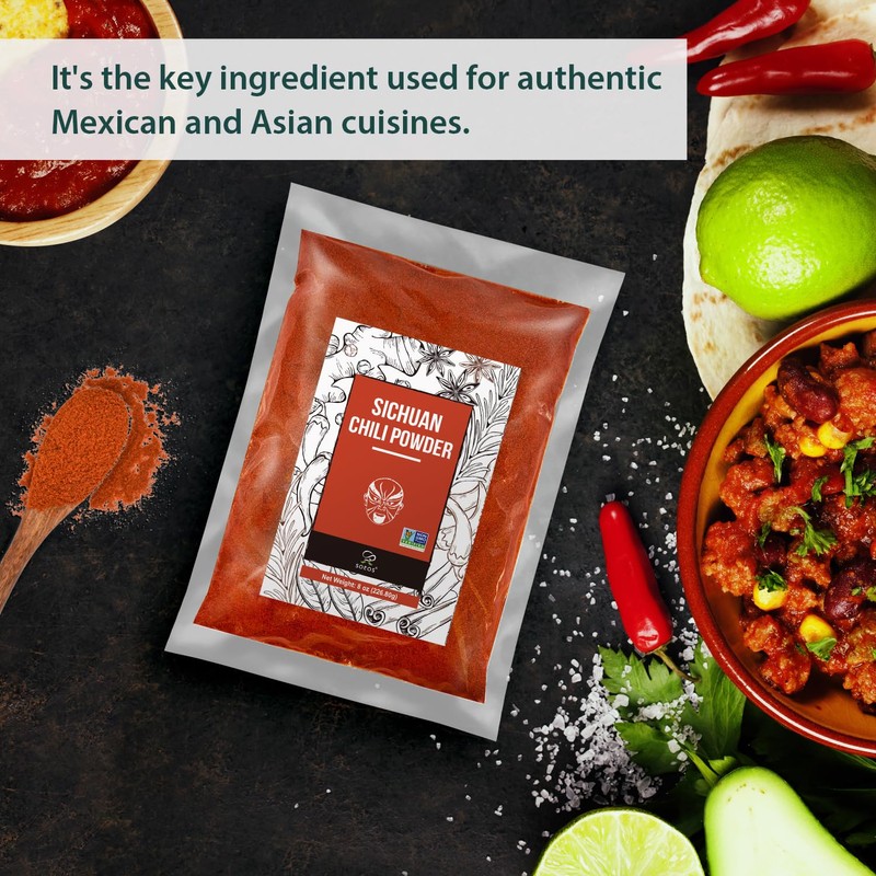 Soeos Premium Sichuan Chili Powder 8oz(226g),All Natural,Asian Chili Powder,Savory Spicy