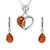 Copal Amber and Sterling Silver Heart Jewellery Set, amber, Amber