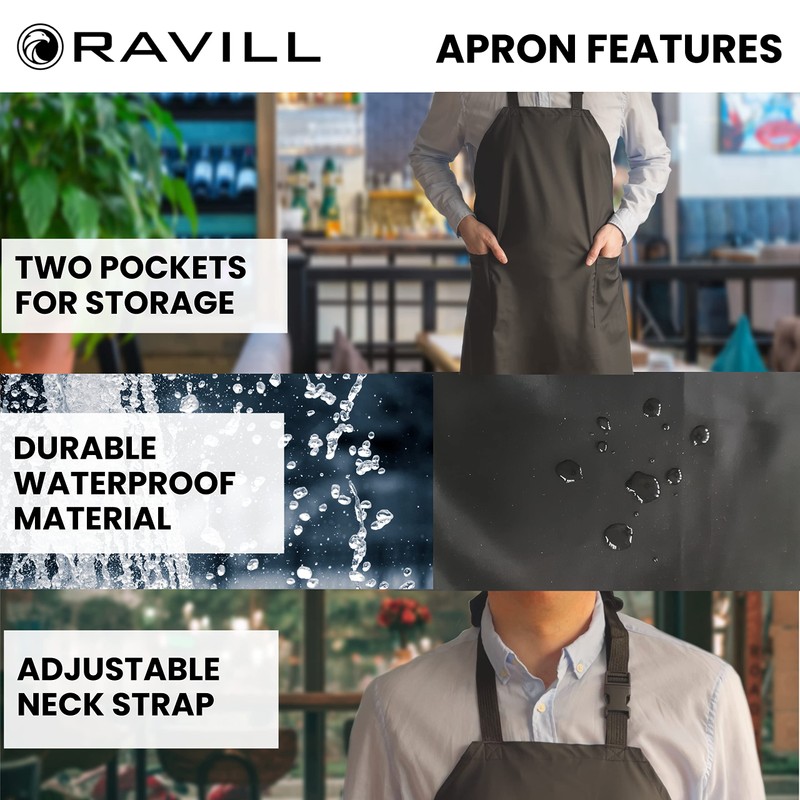 Waterproof Apron For Men and Women - 2 Pockets -