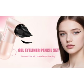Rotating Eyeliner Stamp Pen - Winged Eyeliner Stamp for Perfect Winged Cat Eye, Dual-ended Wing Liner Stamp with Liquid Eyeliner, Waterproof & Smudge-proof, Quick Dry for Beginners (Black + Brown)