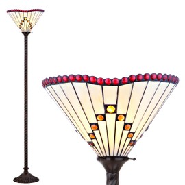 JONATHAN Y JYL8000A Smith Style 70.5" Torchiere LED Floor Lamp, Tiffany, Traditional for Bedroom, Living Room, Bronze