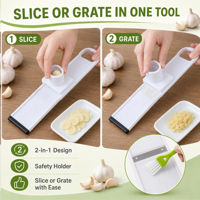 6 Pcs Garlic Press Set, Garlic Chopper and Grater Slicer