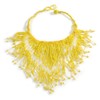 Avalaya Statement Glass Bead Bib Style/Fringe Necklace In Yellow/Transparent Colours