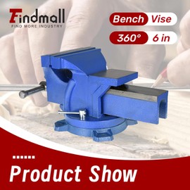findmall Heavy Duty Bench Vise 360 Swivel Base Bench Vise Table Top Clamp with Lock, Big Size Anvil Top (6'')