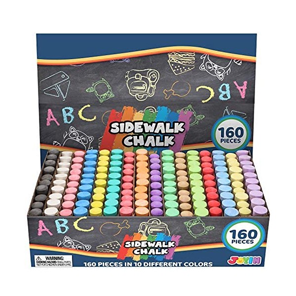 160 PCS Washable Sidewalk Chalks Set Non-Toxic Jumbo Chalk for