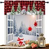Abaysto Christmas Valance for Windows Christmas Snowman Window Toppers Valances