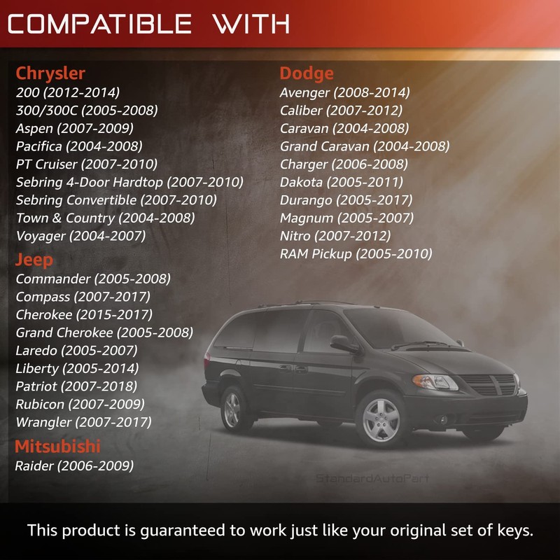 StandardAutoPart Car Chip Transponder Key Compatible with Jeep Patriot Liberty