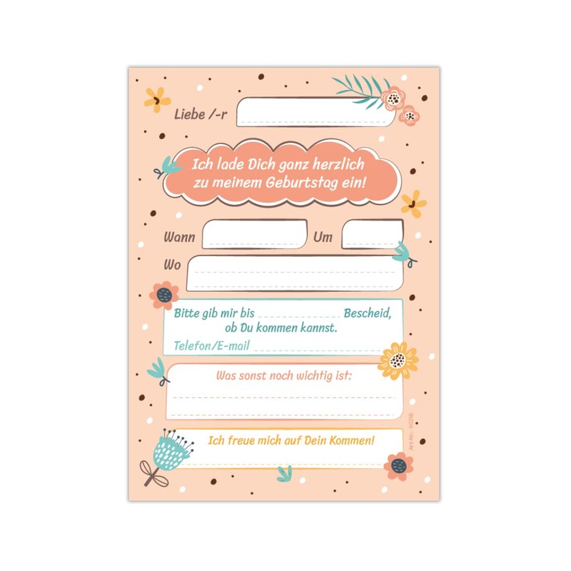 12 Invitation Cards with 12 Envelopes for 7th Children's Birthday