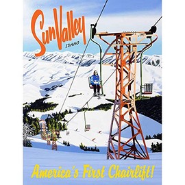 Sun Valley Idaho America's First Chairlift Vintage Ski Poster, 18 inches x 24 inches