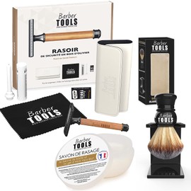 Shaving Set - Safety Razor / Safety Razor + 5 Double Blades + Shaving Brush + Shaving Soap 150 ml + Alum Stone ✮ BARBER TOOLS ✮