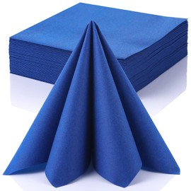 LEKOCH Pack of 50 Disposable Napkins, Dark Blue, Air Laid Fabric-Like Napkins for Weddings, Premium Quality, 40 x 40 cm