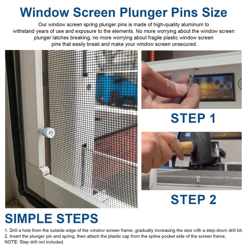 30 Pack Window Screen Plunger Latches 5/32" x 1-1/2"