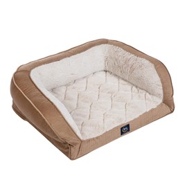 Serta Orthopedic Quilted Couch Dog Bed for Pets – Desert Sand (Small)
