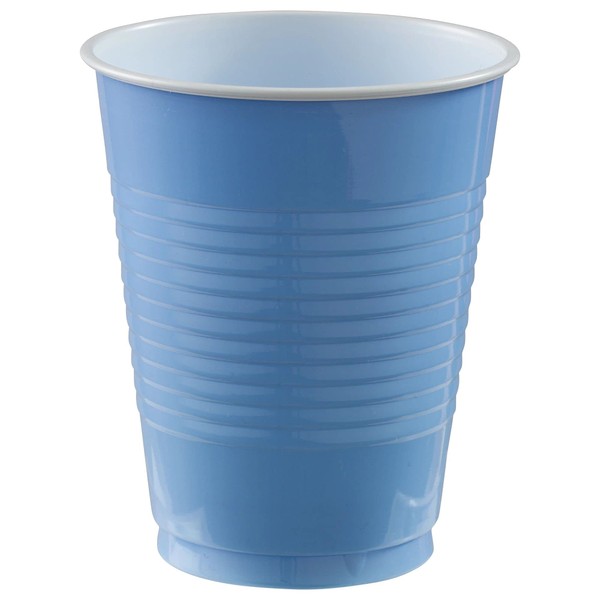 Amscan Plastic Big Pack 50ct. 18 oz, Pastel Blue Double Stack, Disposable Cups For Serving Cold Drinks at Birthday, Cocktail Parties, Weddings, Thanksgiving & More, 50 Count (Pack of 1)